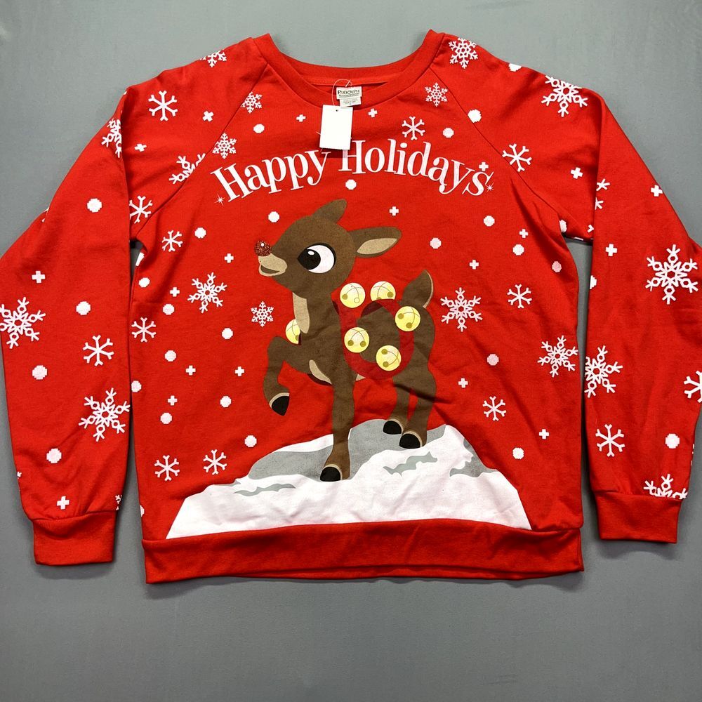 Rudolph the Red Nosed Reindeer Holiday Sweatshirt - Size M Seasonal Christmas